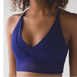 LULULEMON Essential Rhythm Sports Bra Luon Lace Overlay Strappy Back Women's 6